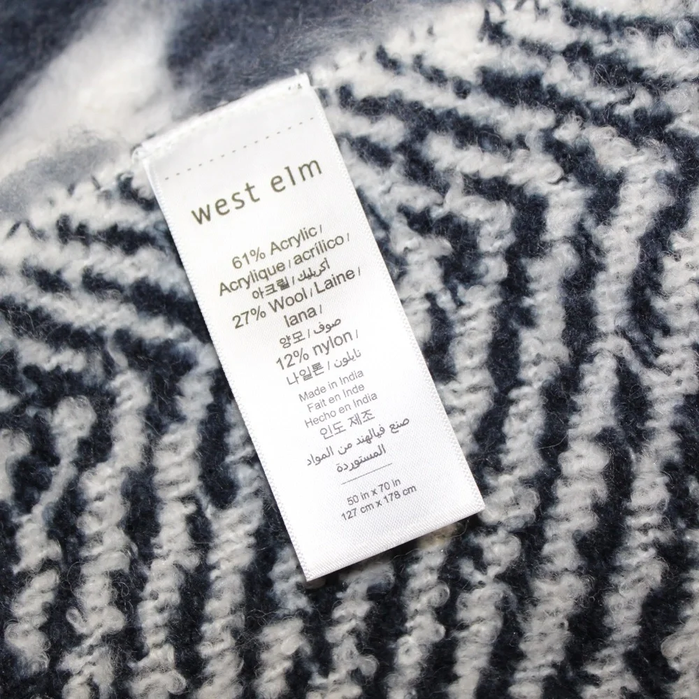 West Elm Brushed Faux Mohair Throw. Sz. 50